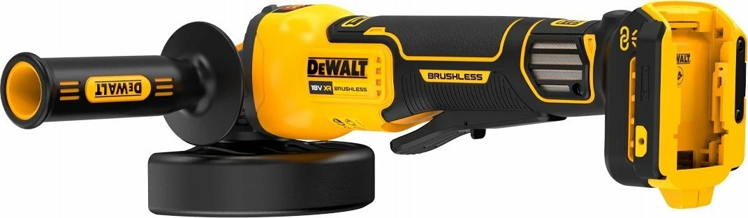 Fleks me bateri DeWalt DCG416VSN 18V XR, disk 125 mm, motor pa furça, 6 shpejtësi 3000-9000 rpm, pa bateri/karikues, e verdhë/zezë