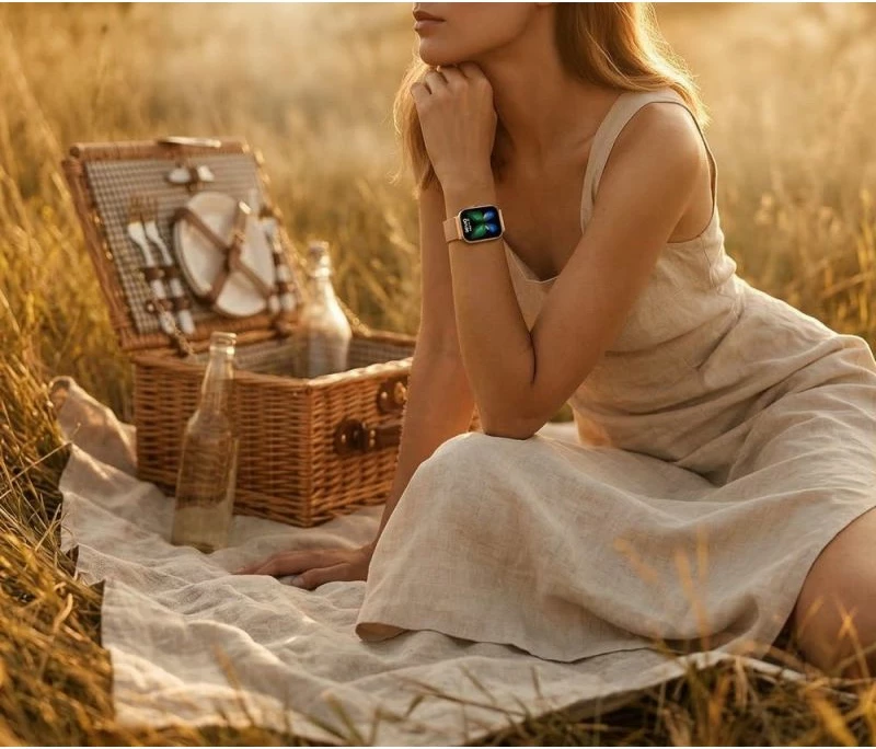 Smartwatch për femra Gravity GT44-1, rrip i bardhë + byzylyk rozë gold