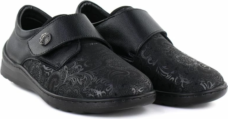 Këpucë lëkure me Velcro Unisoft 8435, të zeza