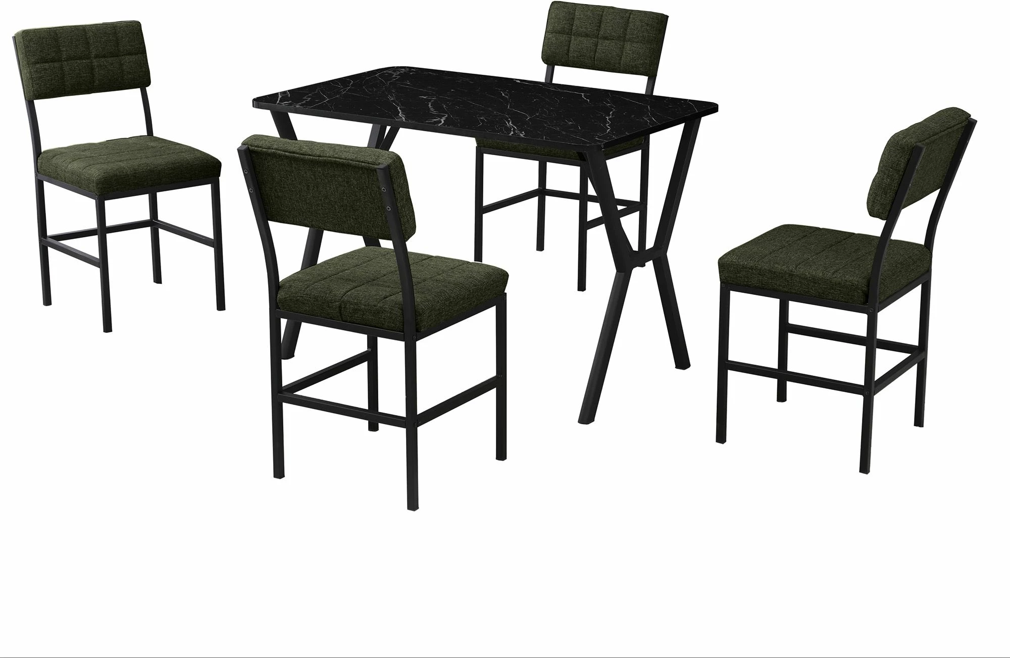 Set tavoline me karrige, zgjatshme, 5 pjesë, Skye Decor, ngjyrë e gjelbër dhe e zezë