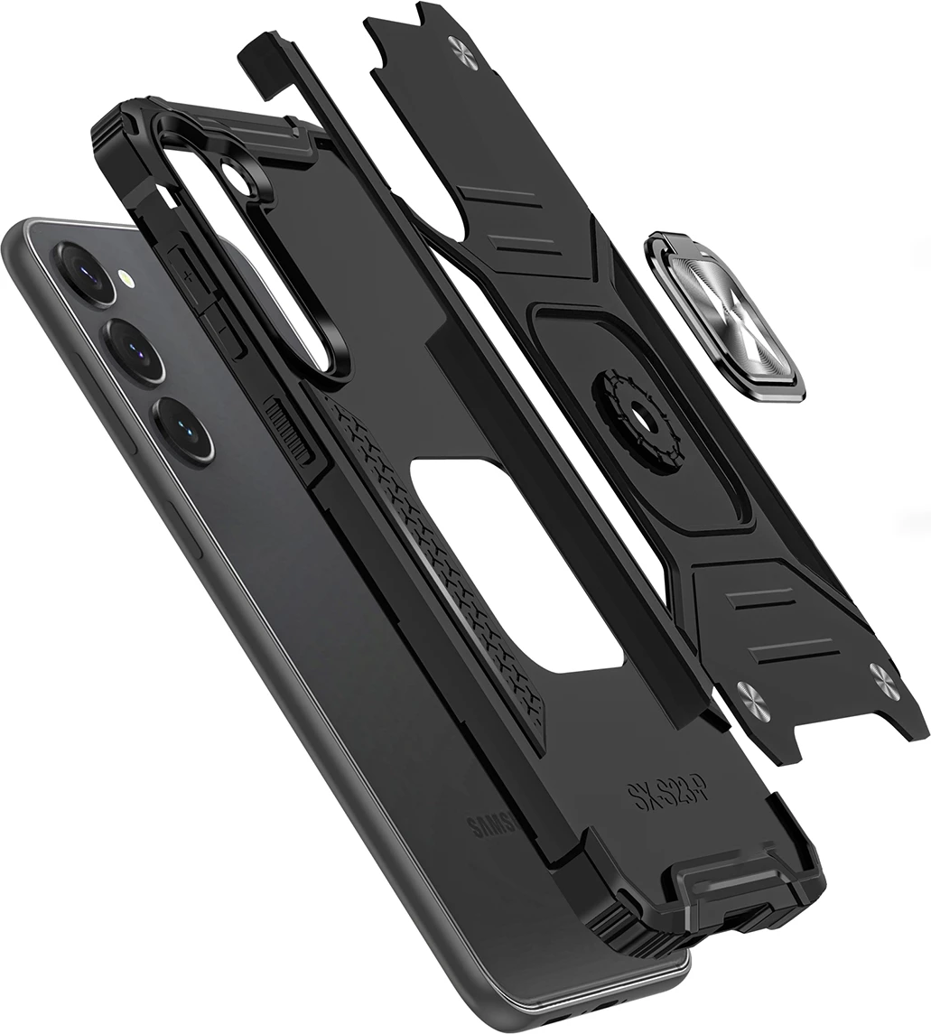 Mbështjellës Wozinsky Ring Armor për Samsung Galaxy S23, me mbajtëse unaze, i zi