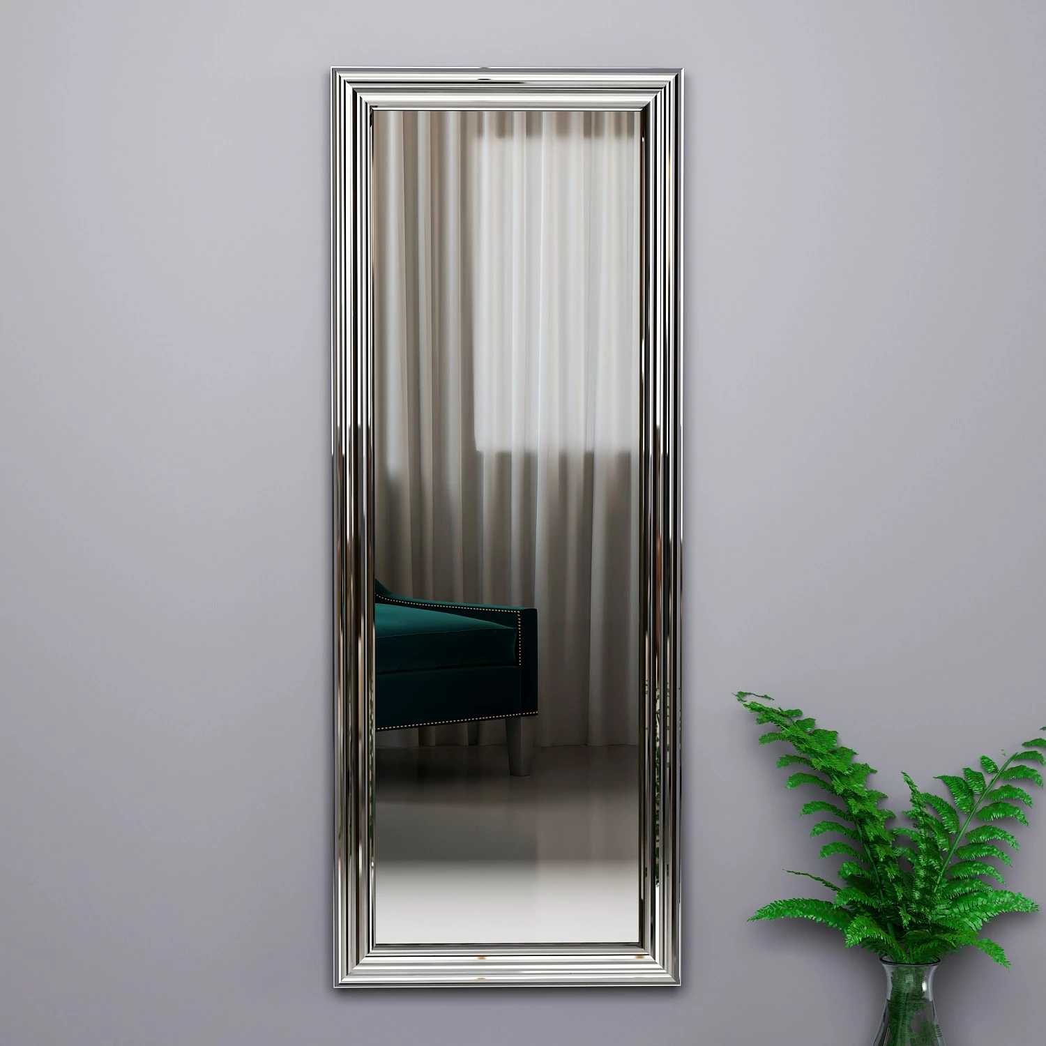 Pasqyrë me kornizë argjendi, Hanah Home, Smooth, 40x105cm