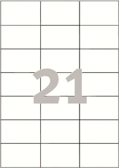 Etiketa vetëngjitëse, Avery Zweckform 3652, A4, 70 x 42.3 mm, 100 fletë / 2100 etiketa, e bardhë