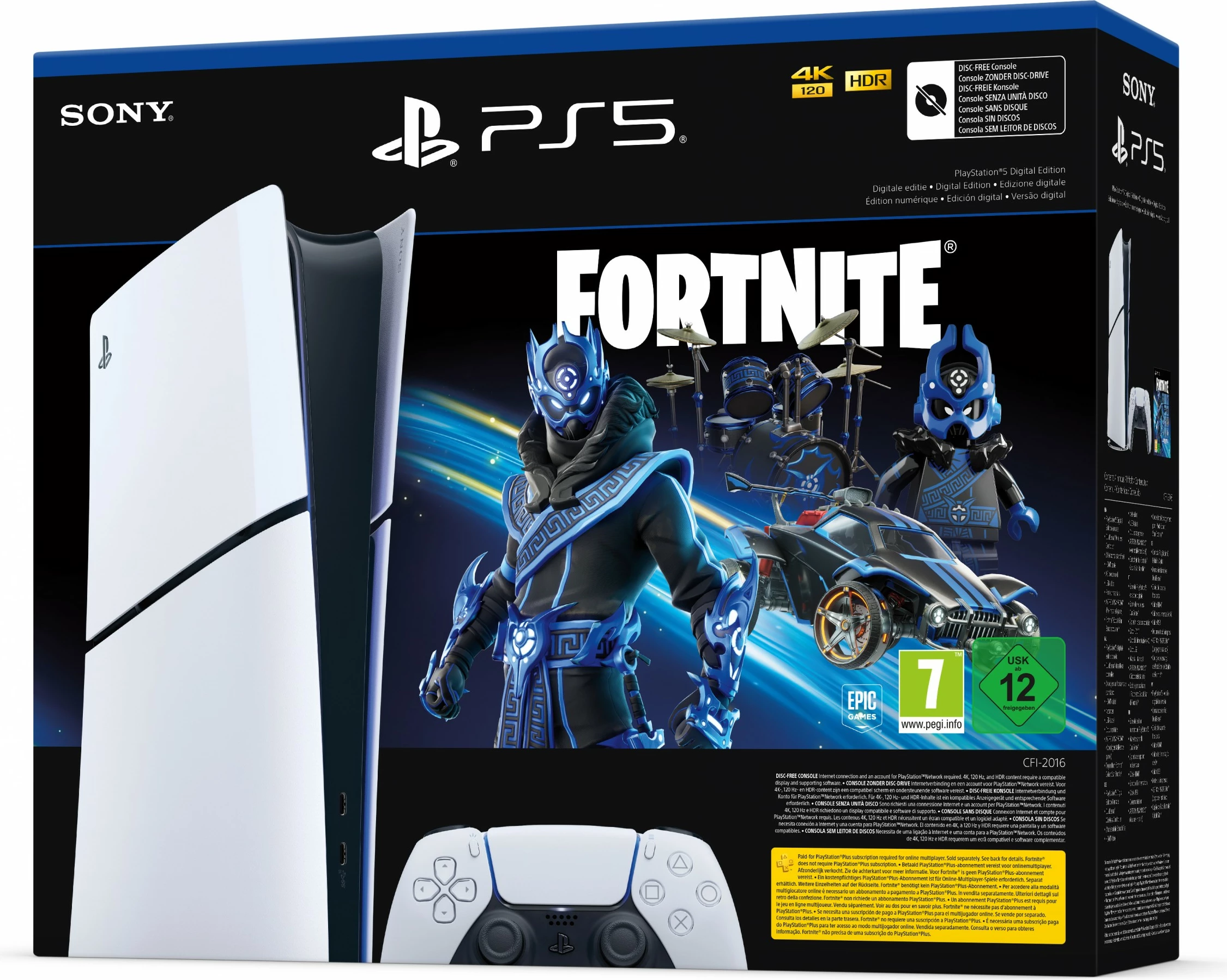 Konsolë Sony PlayStation 5 Slim Digital Edition, Fortnite, 1 TB, bardhë zi