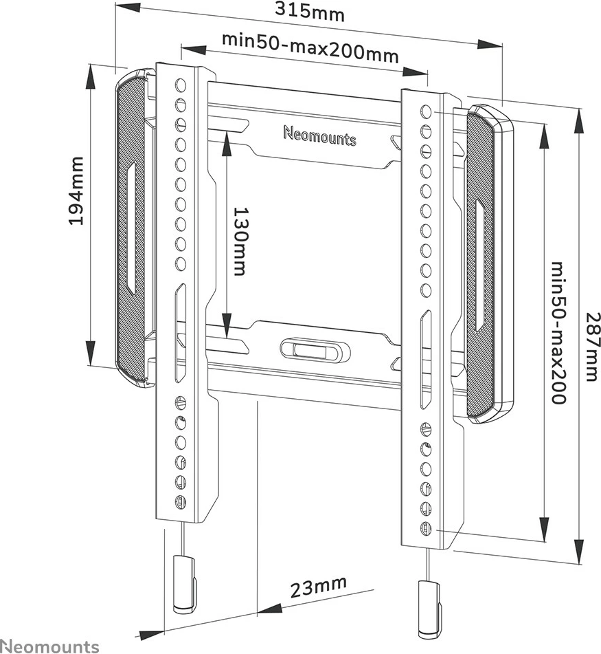 Mbajtëse muri Newstar Neomounts WL30-550BL12, për TV 24-65 inç, ultra e hollë, e zezë