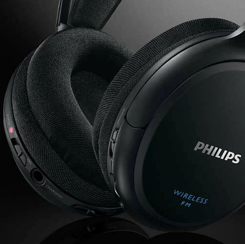Kufje wireless Philips SHC5200/10 over-ear RF 100 m 14h stereo pa mikrofon, set me bazë, të zeza