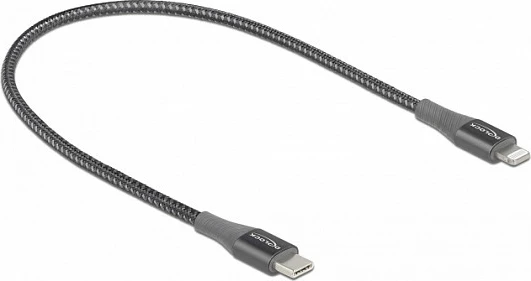 Kabl USB-C në Lightning DeLOCK 0.5m, MFi, 3A, gri