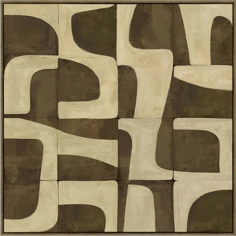 Pikturë dekorative boho balance, kornizë, 80x80x4cm, kafe-bezhë