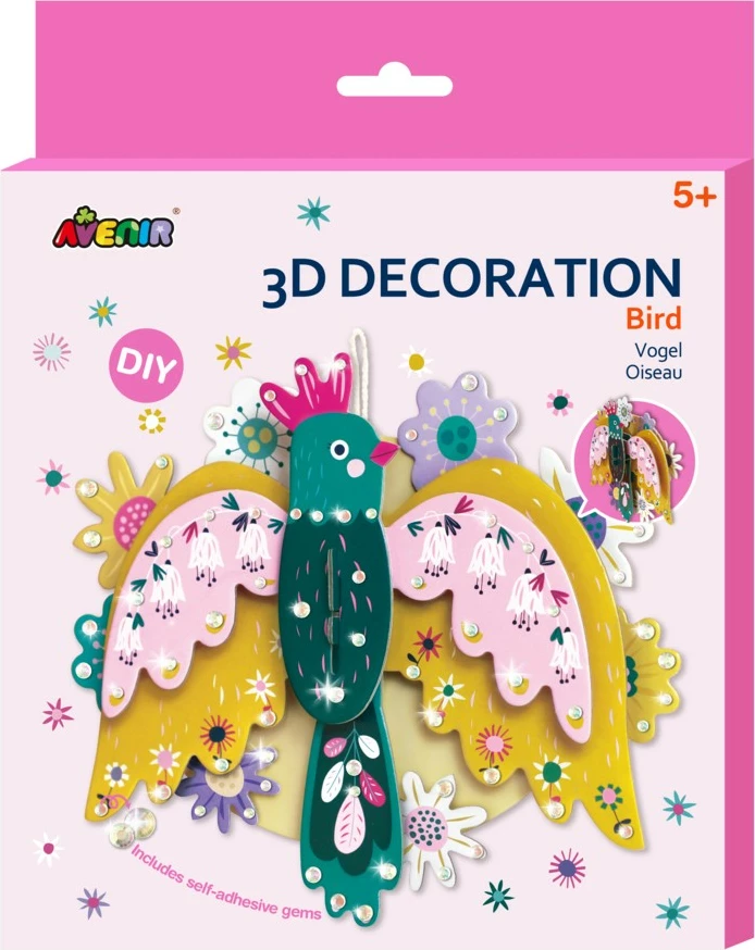 Set kreativ dekor 3D MG DYSTRYBUCJA PZ215067, motiv zogu, shumëngjyrësh