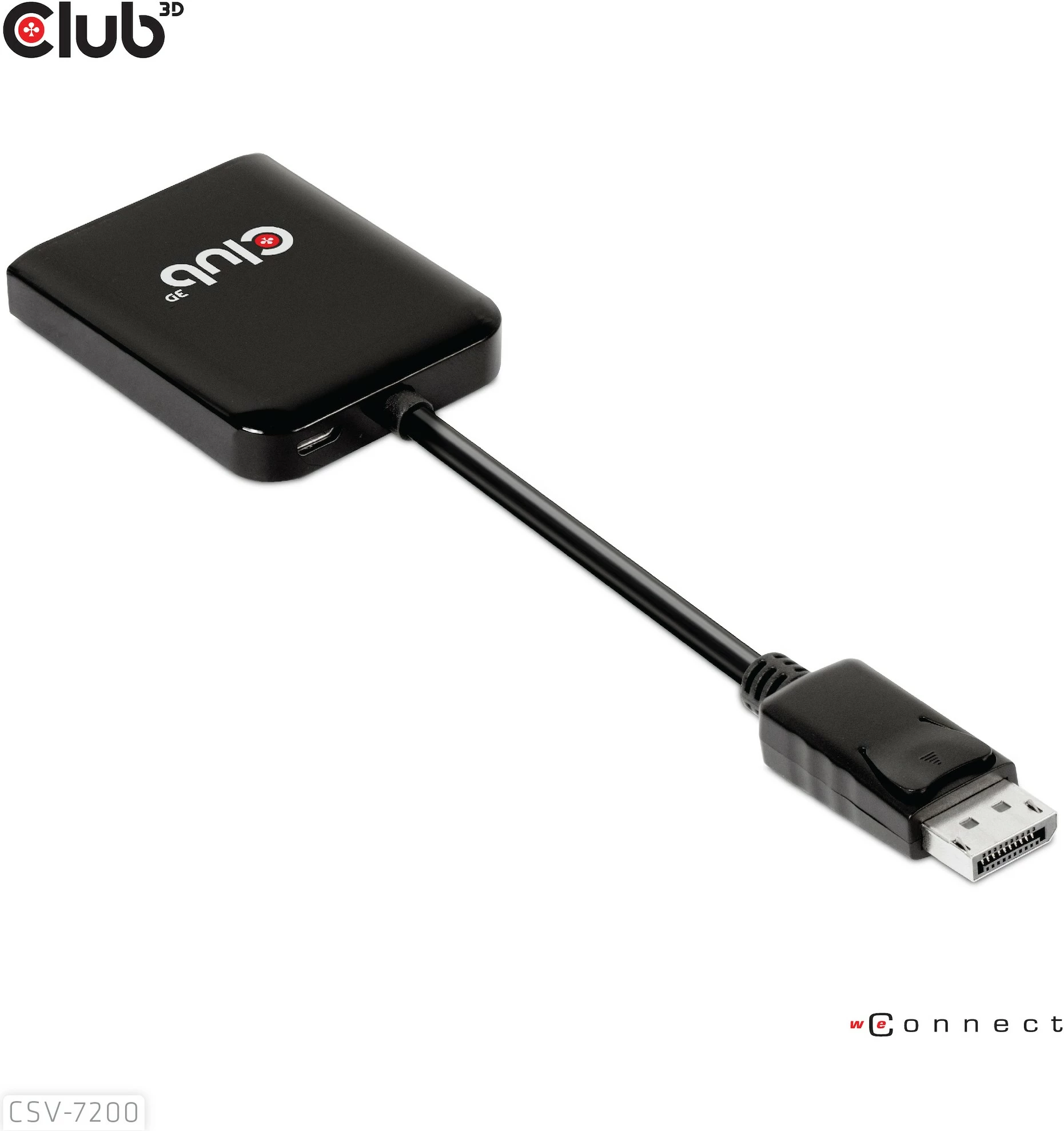 Adapter DisplayPort Club3D Multi Streaming Transport Hub 1xDP në 2xDP, 4K, i zi