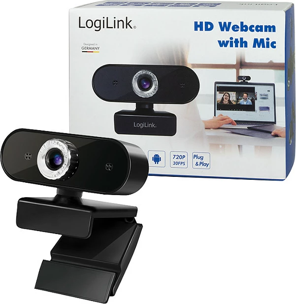 Webkamerë LogiLink HD USB 1280x720 me mikrofon, e zezë