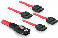 Kabllo SAS SFF-8087 në 4x SATA 7-pin Delock, 1m, e kuqe