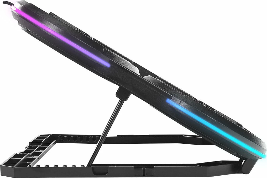 Bazë ftohëse për laptop Rampage Prote R6 10-17\", RGB, rregullueshme, 2x USB, e zezë