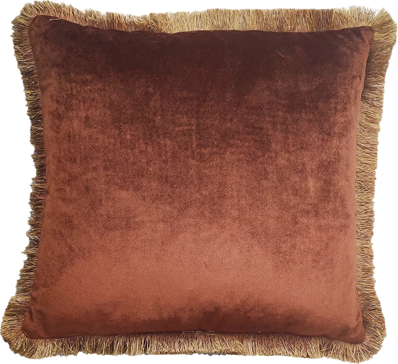 Jastëk dekorativ Tres, kadife, ngjyrë terrakote, 45x45cm