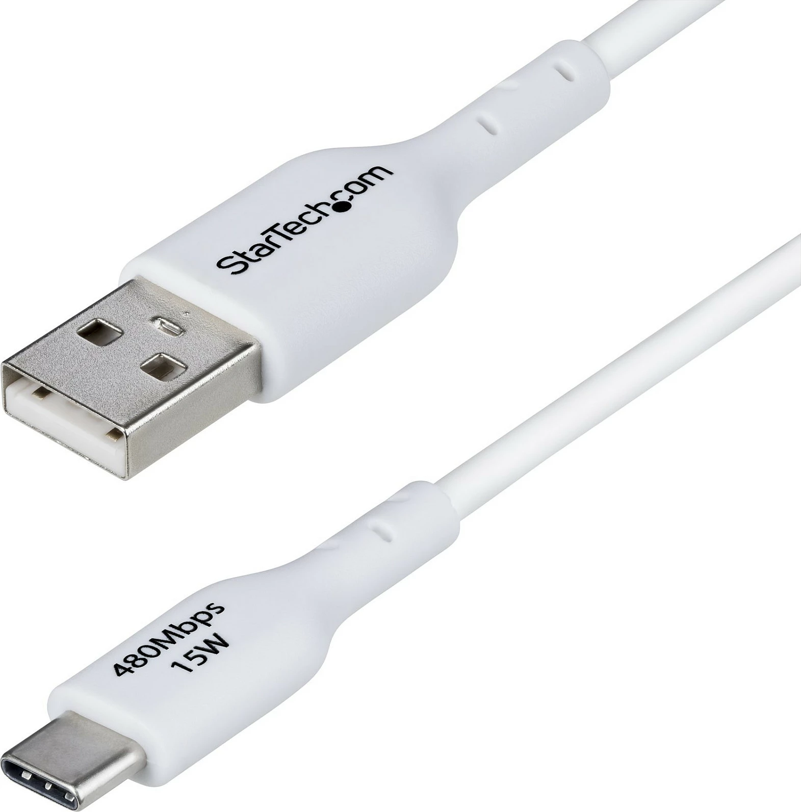 Kabëll karikimi StarTech USB-A në USB-C, 1m, 3A/15W, USB 2.0, i bardhë