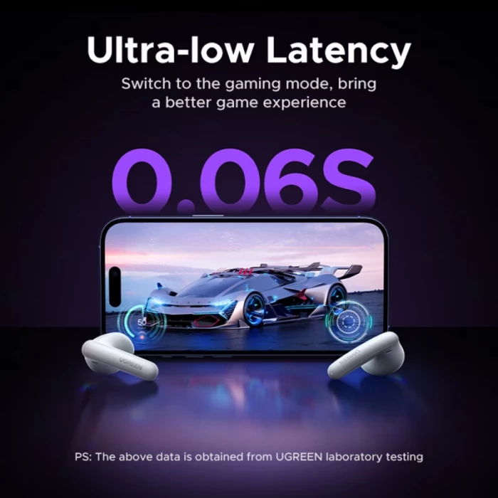 Kufje wireless UGREEN HiTune H6 Magic WS216 (65386), Bluetooth 6.0, Hi-Res LDAC, ekran me prekje në kuti, IPX5, 30 orë, të bardha
