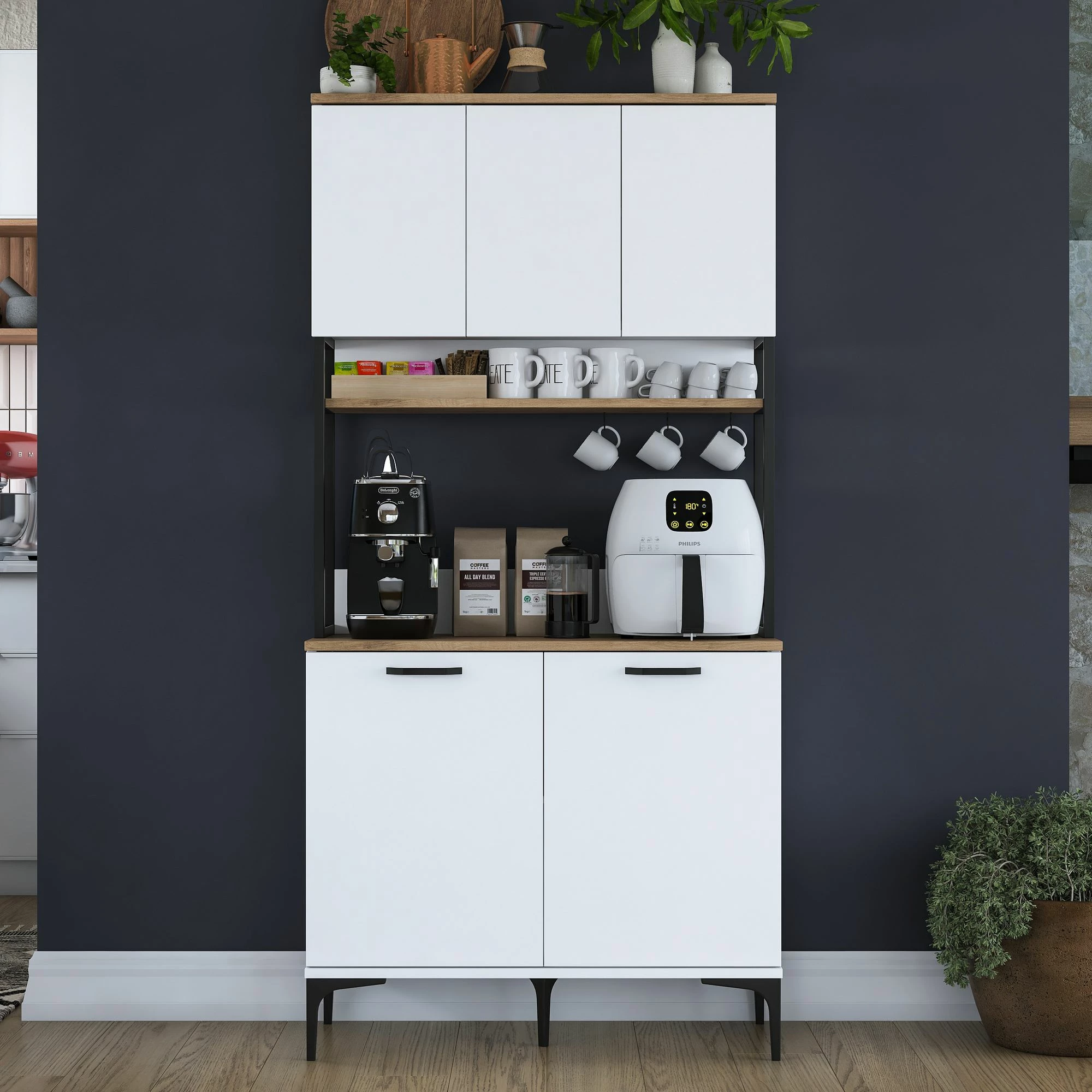 Dollap multifunksional, ngjyrë arre dhe e bardhë, Skye Decor, JE193 - 3799