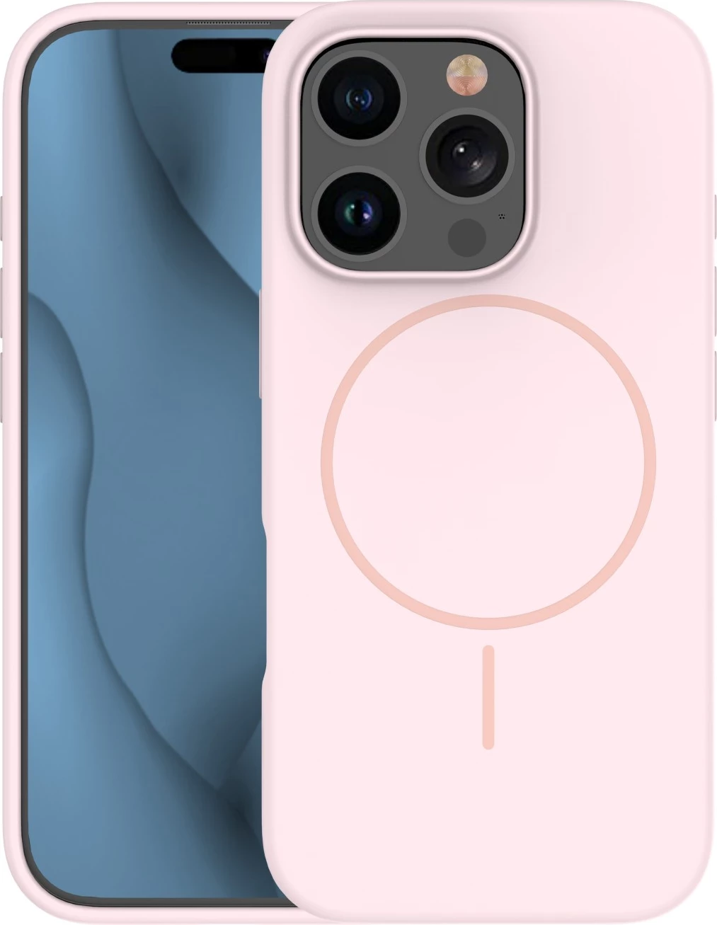 Mbështjellës MagSafe silikoni mat ONASI MagColor Pure 23840 për iPhone 17, rozë