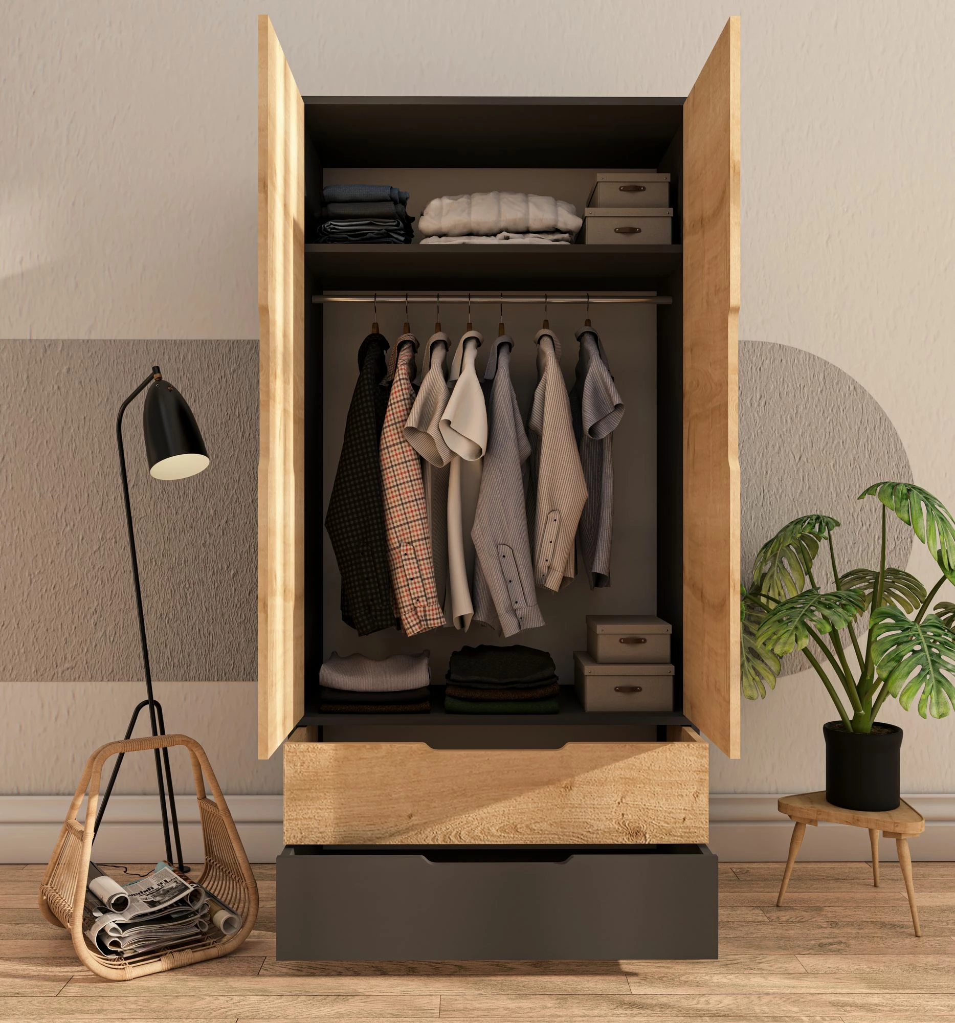 Dollap Skye Decor Flora 90, anthracite, lisi sapphire