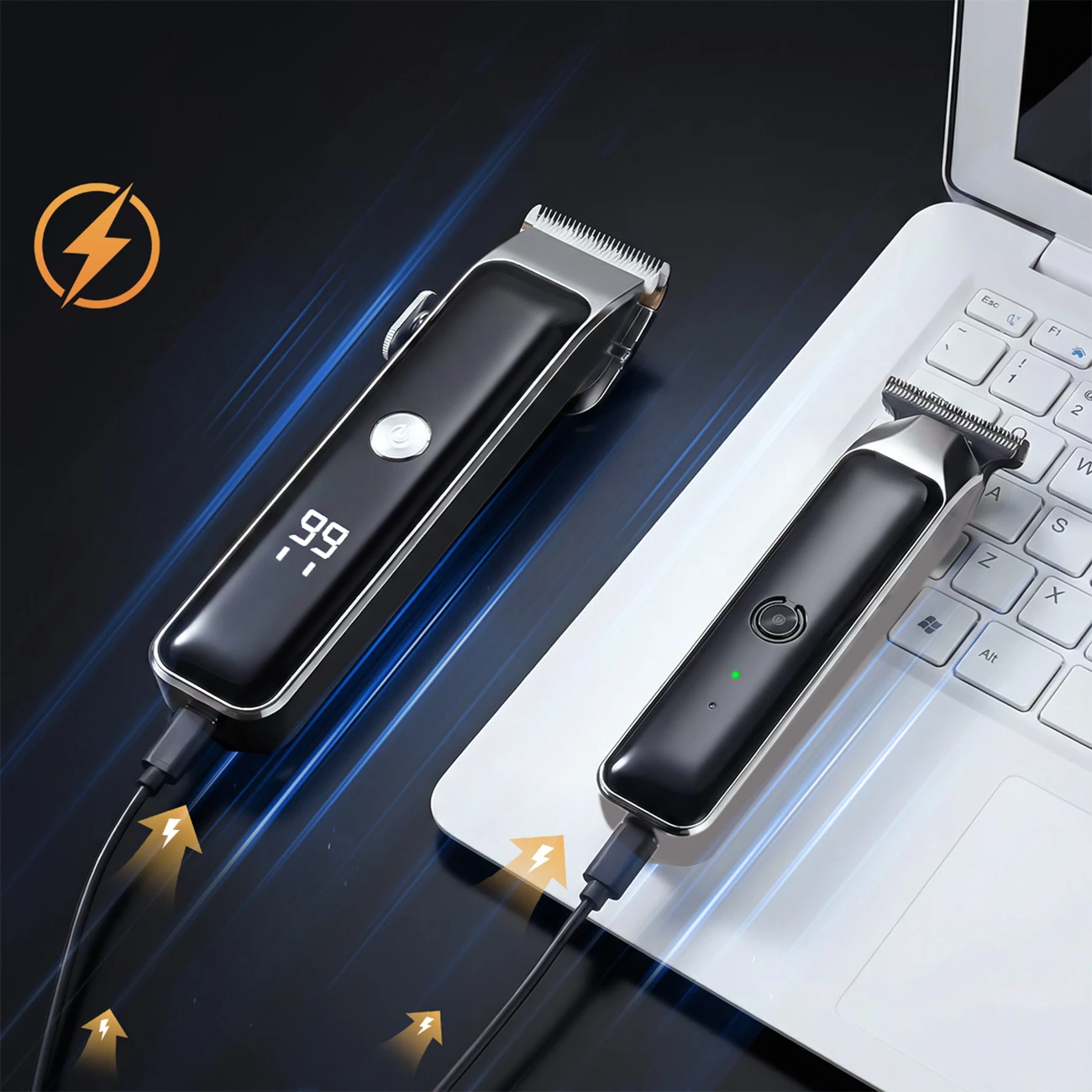 Makinë qethjeje MAXGROOM M608, motor 8500 rpm, USB-C, me ekran, set me trimmer + 7 krehra, e zezë