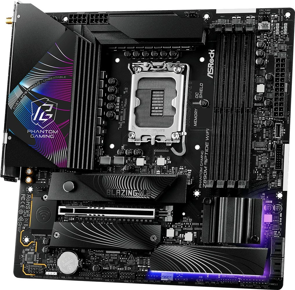 Pllakë amë ASRock Z890M Phantom Gaming Riptide Wifi DDR5, Intel, micro ATX, e zezë