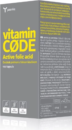 Suplement ushqimor Yasenka Vitamin Code Active Folic Acid