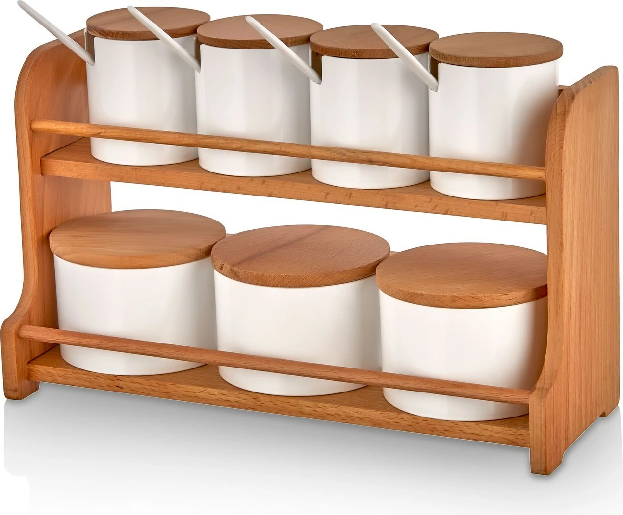 Set kavanozash për erëza me raft kuzhine, ngjyrë druri dhe e bardhë, Hermia Concept, 660