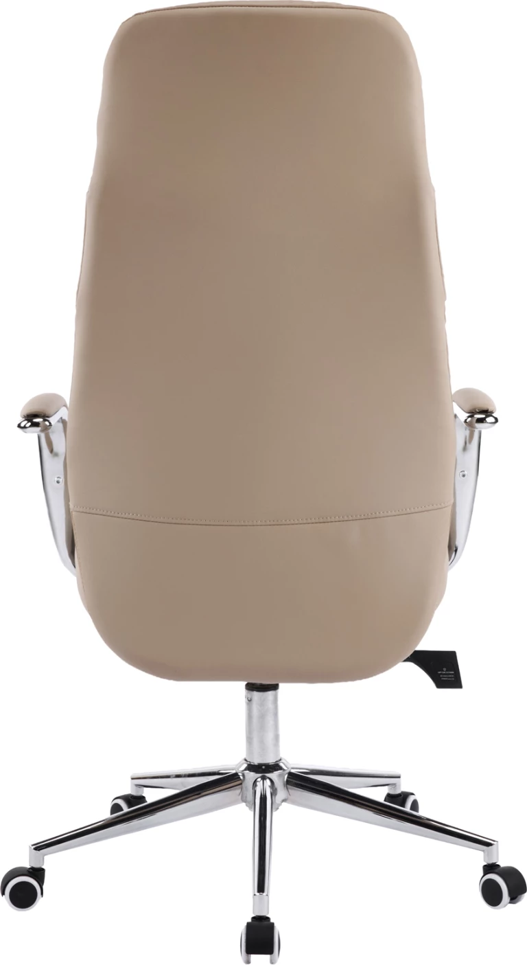 Karrige zyre TEETER, lëkurë PU bezhë, bazë kromi, 67x66x121cm