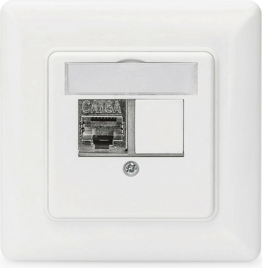 Panelë rrjetit Digitus, për Keystone, Cat6a, RJ-45, i bardhë