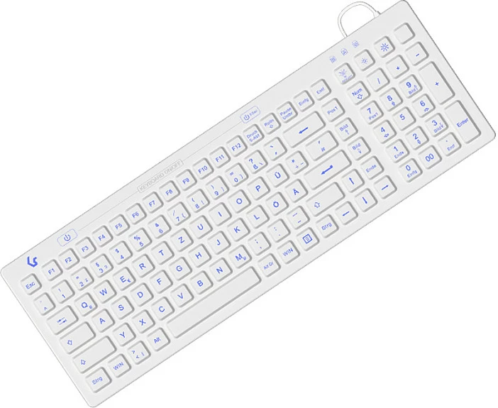 Tastierë KeySonic KSK-6031INEL, USB me kabllo, IP68, QWERTZ DE, full-size me numpad, e bardhë