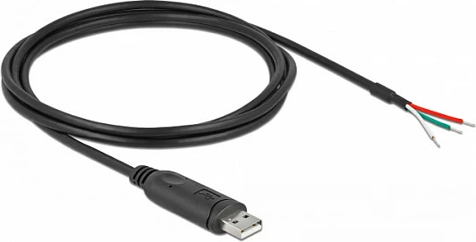 Kabllo adapter DeLOCK USB 2.0 Type-A në Serial RS-232, 2 m, me 3 tela të hapur, e zezë