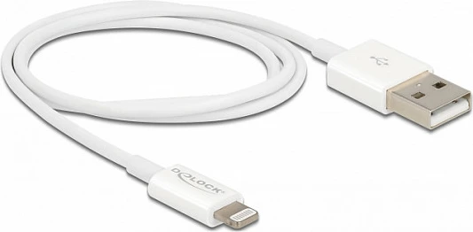 Kabllo USB-A në Lightning DeLOCK, 1 m, USB 2.0, 3A, e bardhë
