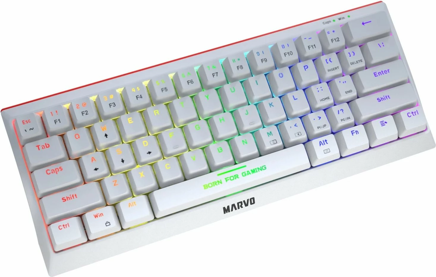 Tastierë mekanike gaming Marvo KG962G Hecate 61R (60%, 61 taste), USB-C, rainbow backlight, e bardhë