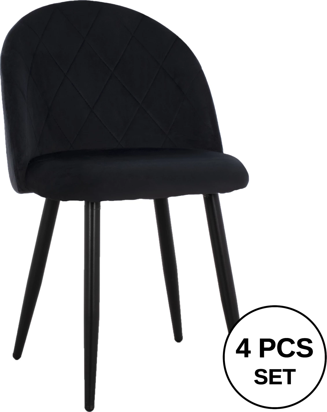 Karrige ODED me këmbë metalike të zeza & kadife të zezë FH8731.14 45x52x77 cm, set prej 4 copë