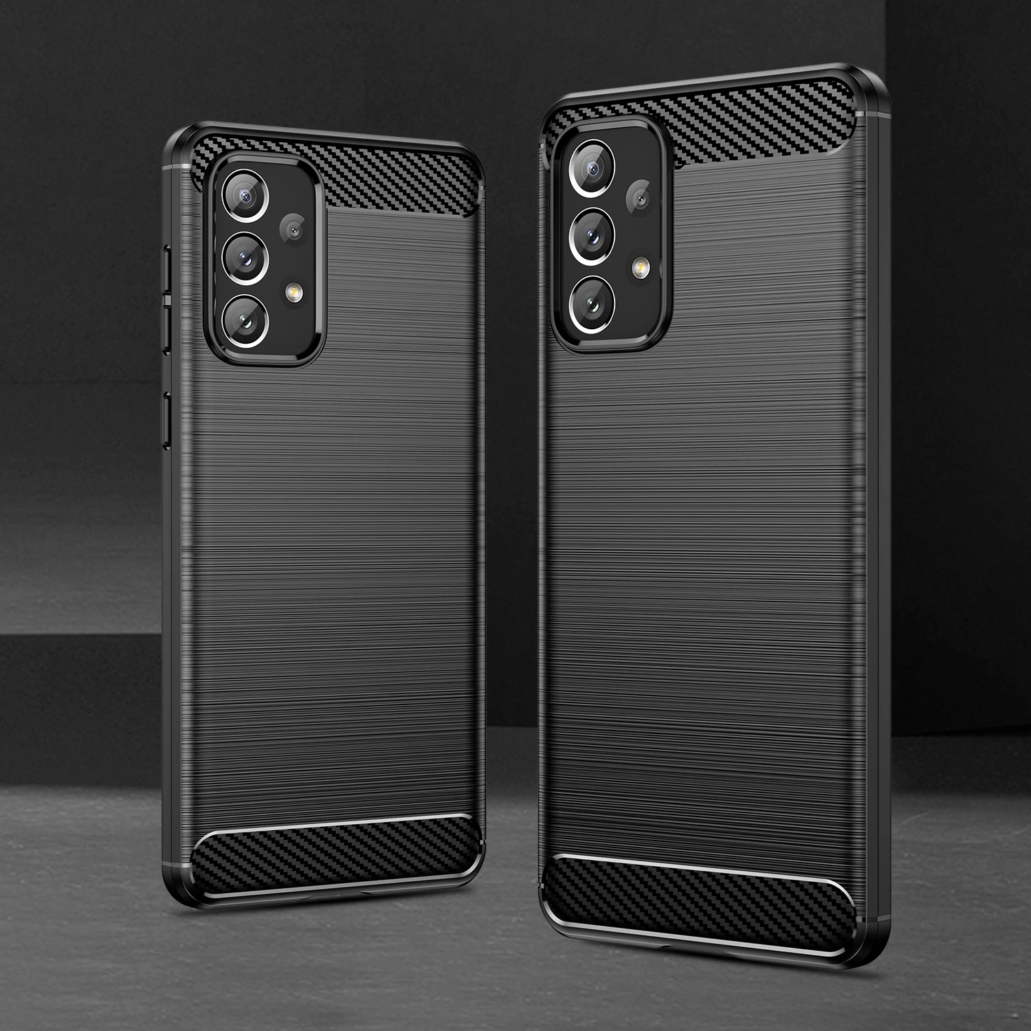 Mbështjellës Hurtel Carbon Case për Samsung Galaxy A73, TPU, i zi