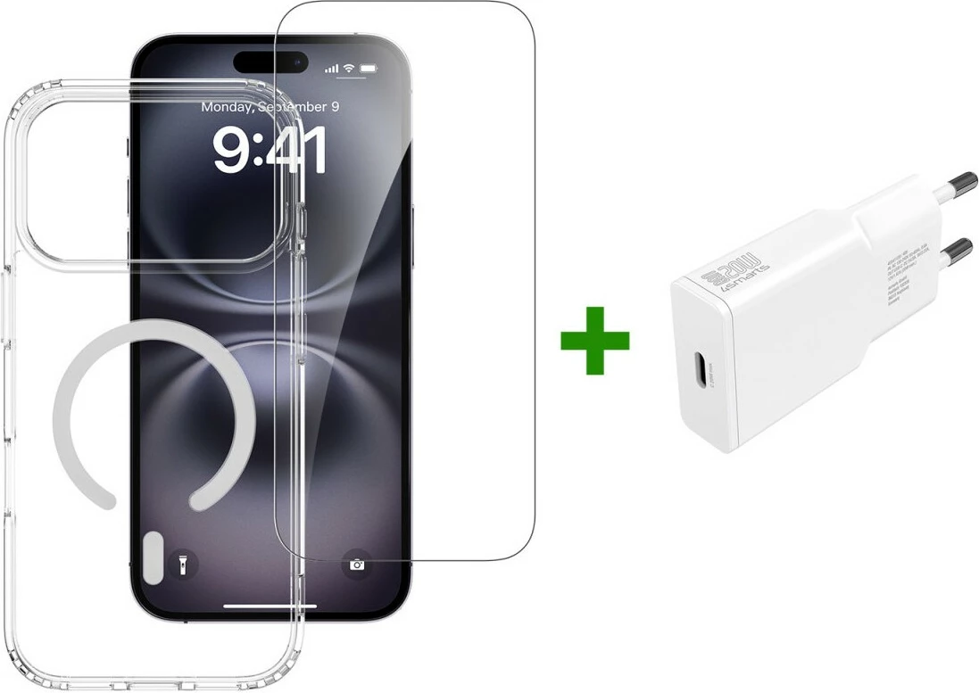 Mbështjellës 4smarts 3in1 Premium Starter Set për iPhone 17 Pro Max, transparent