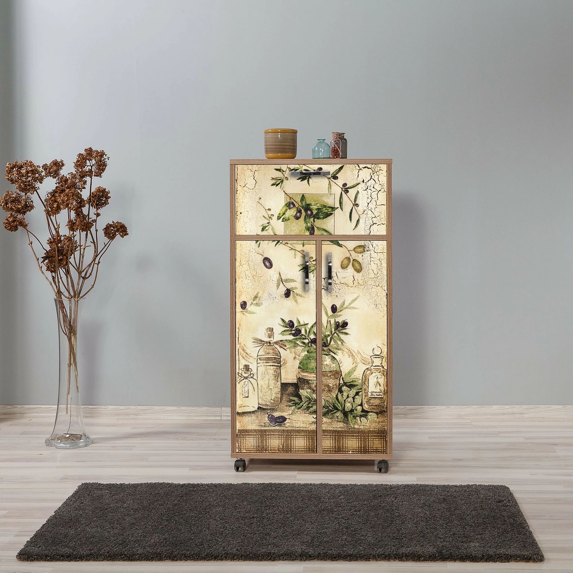 Dollap multifunksional Hanah Home, kiler, ngjyrë sonoma oak, 60x116x36 cm