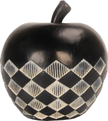 Mollë dekorative FRUIT BLACK 2, polirezine, 12x12x13cm, e zezë-bardhë