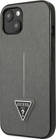 Mbështjellës Guess Saffiano Triangle për iPhone 13 mini, Hardcase, Argjendtë