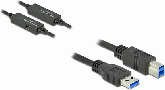 Kabllo USB aktive DeLOCK 85380, USB-A në USB-B, 10 m, USB 3.2 Gen 1, 5 Gbit/s, e zezë