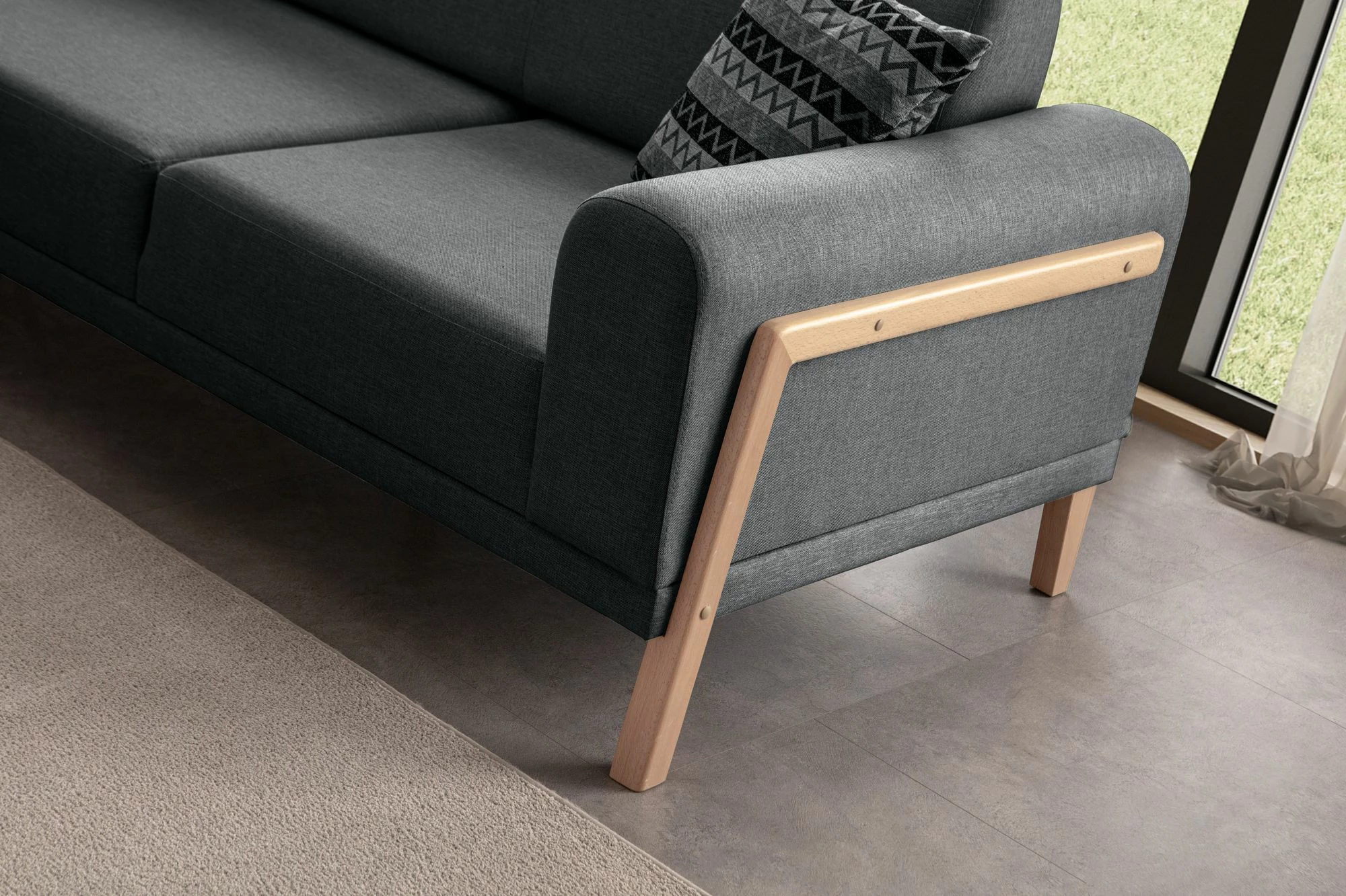 Këndare Atelier del Sofa, ngjyrë latte-relaks, kënd i majtë, anthracite