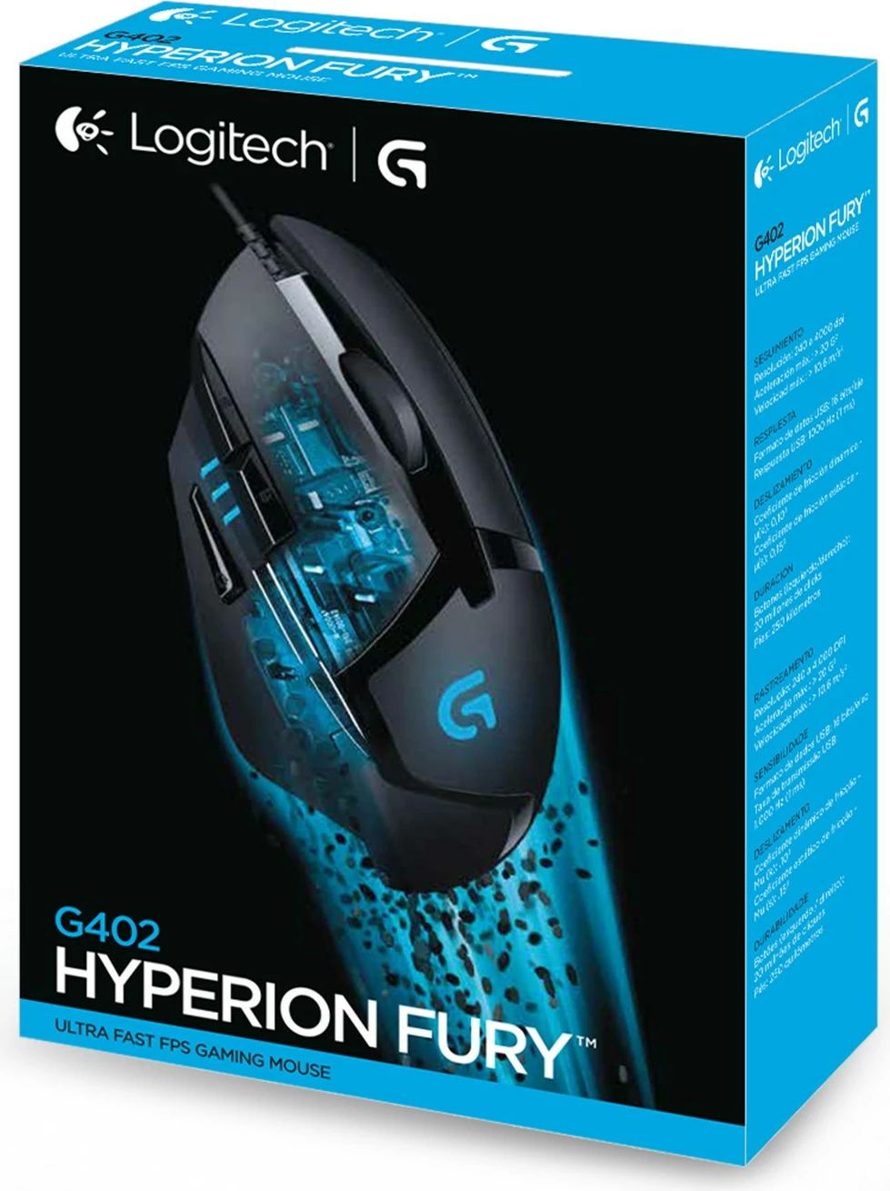 Maus Logitech G G402 Hyperion Fury, FPS Gaming, 4000 DPI, 1 ms, e zezë