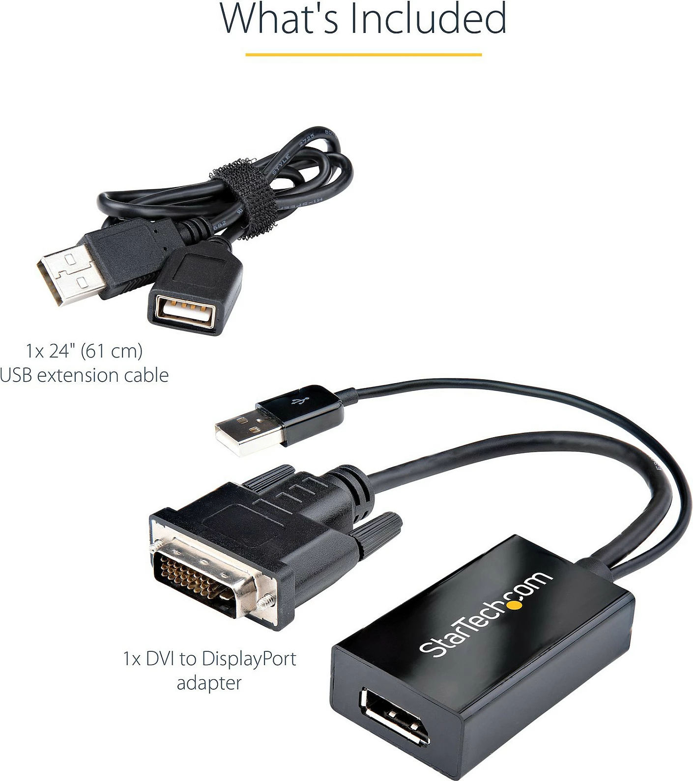 Adapter video StarTech DVI-D në DisplayPort, USB power, 0.254 m, 1920x1200, i zi