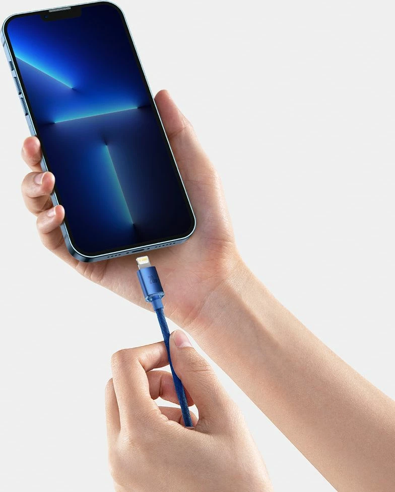 Kabel USB-C në Lightning Baseus Crystal Shine Series BSU3021BLU 2 m PD 20W, kaltër