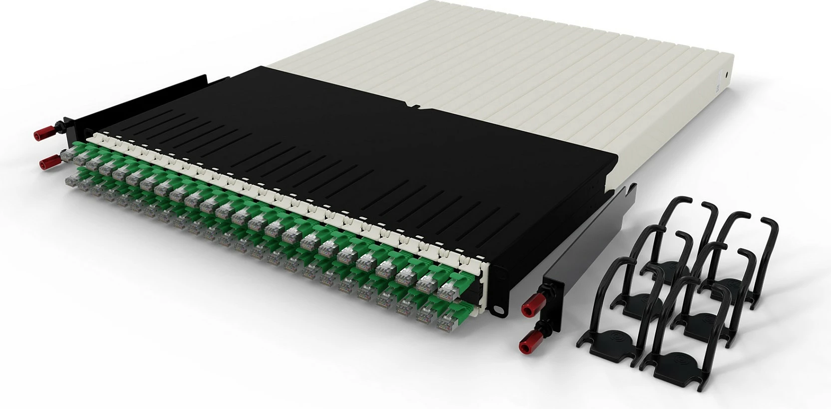 Patch panel PATCHBOX patchbox.one 30RU/STP, 24 kaseta, kabllo rrjeti Cat6a 1.8m U/FTP PoE, e gjelbër