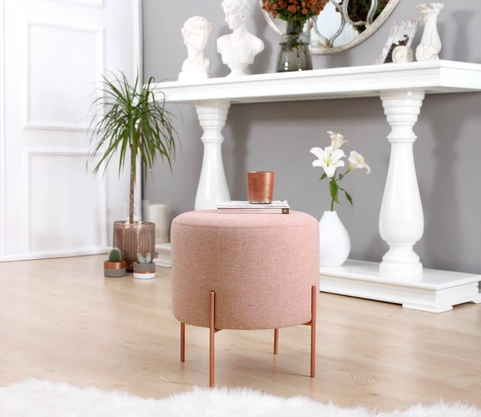 Puf bohem rozë, këmbë bakri, 44 - Pink
