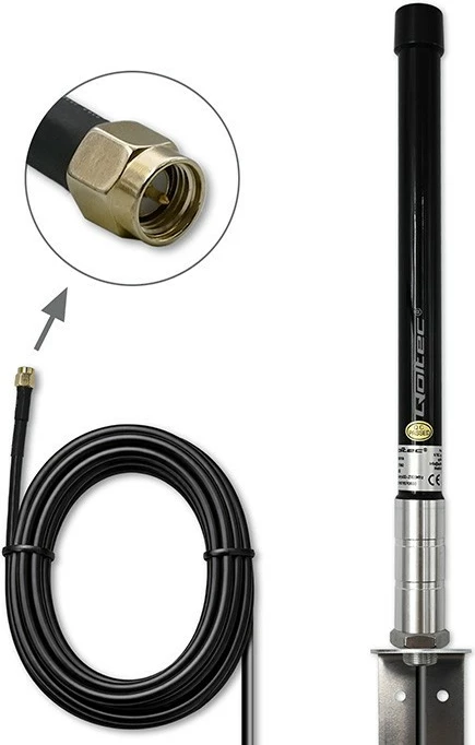 Antena 4G LTE, Qoltec, 57060, 15 dBi, omnidireksionale, për jashtë, SMA, fiberglas, kabllo 3 m, e zezë