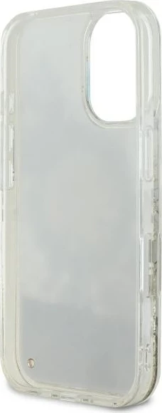 Mbështjellës Guess Liquid Glitter Flower MagSafe për iPhone 16, Bezhe