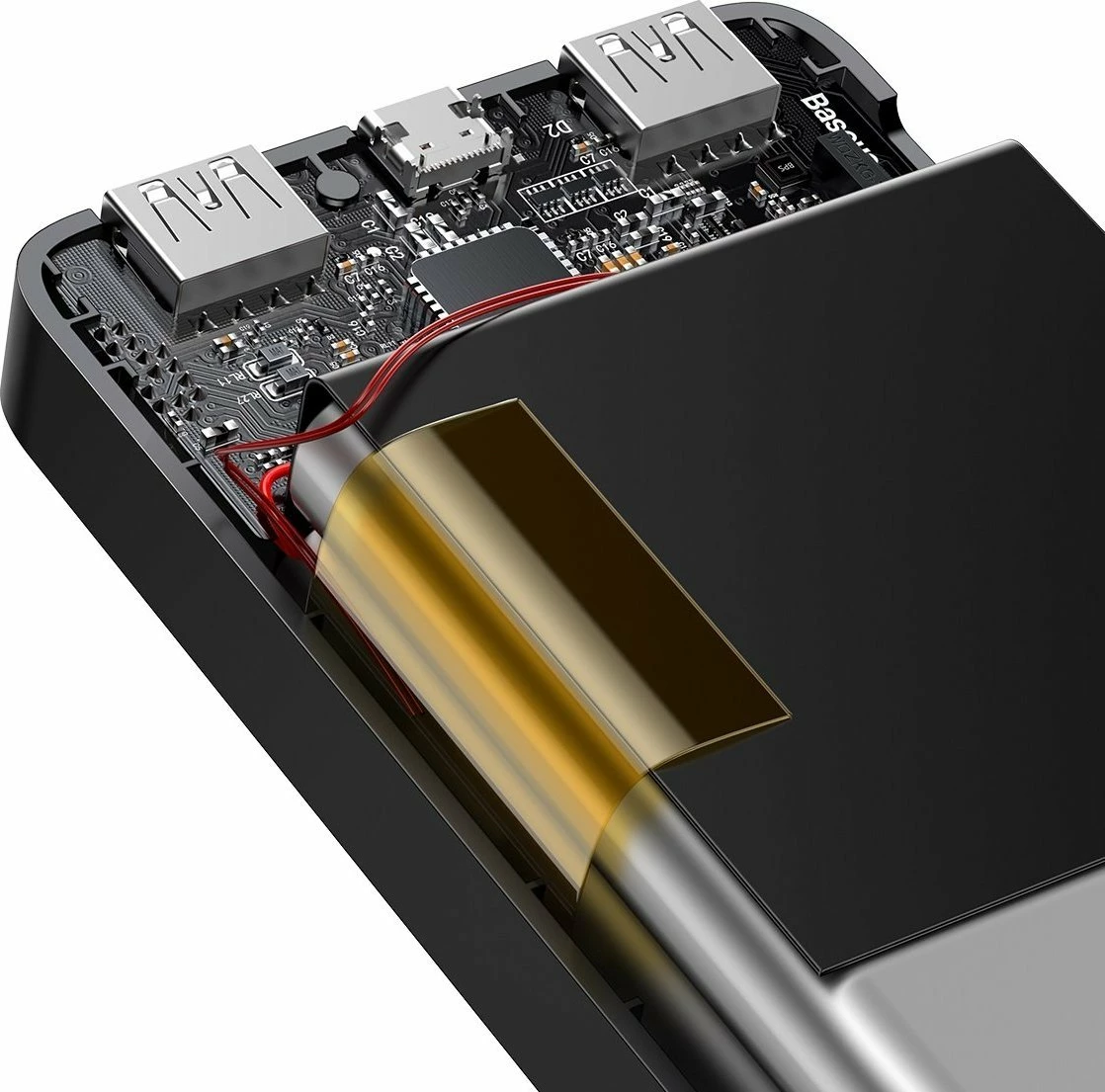 Powerbank Baseus Bipow 10000mAh 15W me ekran digjital, e zezë, me kabllo MicroUSB/USB-A