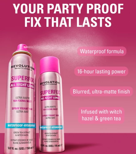 Revolution Superfix All Night Long Ultra Matte 16h Fixing Mist - 150 ml